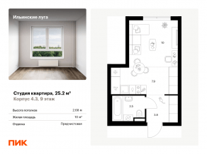 ЖК «Ильинские луга», планировка студии, 25.20 м²