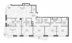 ЖК Дом «Лаврушинский», планировка 4-комнатной квартиры, 205.40 м²