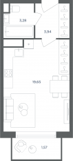 МФК «Равновесие», планировка студии, 28.40 м²