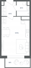 МФК «Равновесие», планировка студии, 28.70 м²