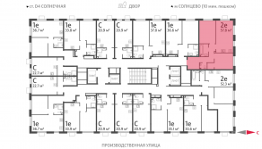 ЖК «Лучи», планировка 2-комнатной квартиры, 57.80 м²