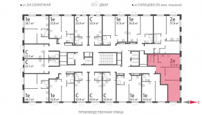 ЖК «Лучи», планировка 2-комнатной квартиры, 52.30 м²