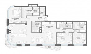ЖК Дом «Лаврушинский», планировка 4-комнатной квартиры, 205.40 м²