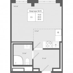 МЖК «Яковлево», планировка студии, 28.60 м²