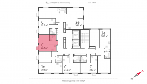 ЖК «Лучи», планировка студии, 22.60 м²