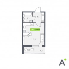 ЖК «All inclusive», планировка студии, 26.00 м²