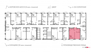 ЖК «Лучи», планировка 1-комнатной квартиры, 37.90 м²