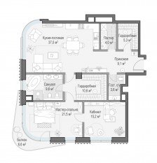 ЖК Дом «Лаврушинский», планировка 2-комнатной квартиры, 117.70 м²
