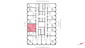 ЖК «ЗИЛАРТ», планировка 1-комнатной квартиры, 38.80 м²