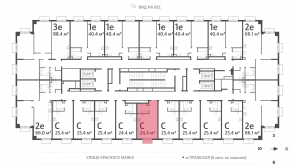 ЖК «ParkSide», планировка студии, 24.40 м²