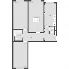 МЖК «Яковлево», планировка 3-комнатной квартиры, 82.40 м²