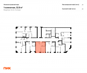 ЖК «Лосиноостровский парк», планировка 1-комнатной квартиры, 32.80 м²