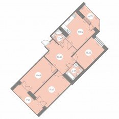 ЖК «Огни Залива», планировка 3-комнатной квартиры, 93.51 м²