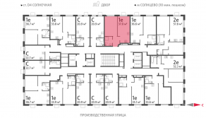 ЖК «Лучи», планировка 1-комнатной квартиры, 37.00 м²