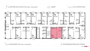 ЖК «Лучи», планировка 1-комнатной квартиры, 38.90 м²