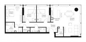 МФК «SLAVA», планировка 3-комнатной квартиры, 111.60 м²