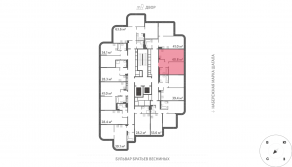ЖК «Марк», планировка 1-комнатной квартиры, 40.80 м²