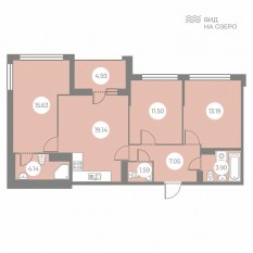 ЖК «БФА в Озерках», планировка 3-комнатной квартиры, 78.61 м²