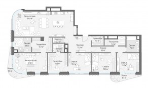 ЖК Дом «Лаврушинский», планировка 4-комнатной квартиры, 198.20 м²