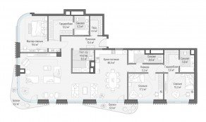 ЖК Дом «Лаврушинский», планировка 4-комнатной квартиры, 205.60 м²