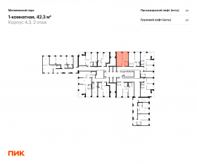 ЖК «Матвеевский парк», планировка 1-комнатной квартиры, 42.30 м²