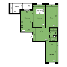 ЖК «Прагма City», планировка 3-комнатной квартиры, 96.90 м²