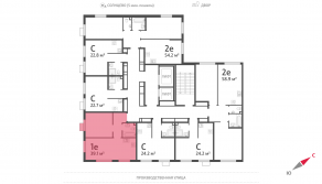 ЖК «Лучи», планировка 1-комнатной квартиры, 39.00 м²