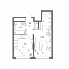 ЖК «iLove», планировка 2-комнатной квартиры, 78.40 м²