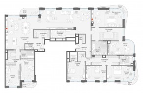 ЖК Дом «Лаврушинский», планировка 7-комнатной квартиры, 456.30 м²