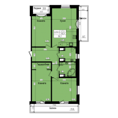 ЖК «Прагма City», планировка 3-комнатной квартиры, 108.70 м²
