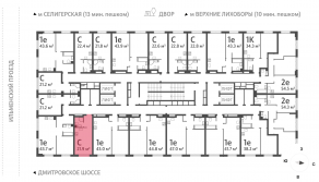 ЖК «Дмитровское небо», планировка студии, 21.80 м²
