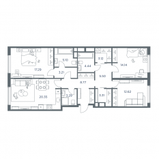 ЖК «iLove», планировка 4-комнатной квартиры, 101.70 м²
