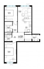 ЖК «Эко Видное 2.0», планировка 2-комнатной квартиры, 65.90 м²