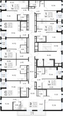 ЖК «GloraX Парголово», планировка 3-комнатной квартиры, 76.84 м²