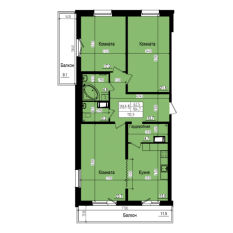 ЖК «Прагма City», планировка 3-комнатной квартиры, 110.90 м²