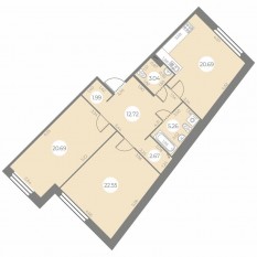 ЖК «Огни Залива», планировка 2-комнатной квартиры, 89.61 м²