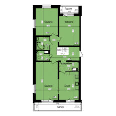 ЖК «Прагма City», планировка 3-комнатной квартиры, 104.60 м²