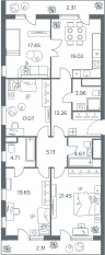 ЖК «iLove», планировка 4-комнатной квартиры, 108.00 м²