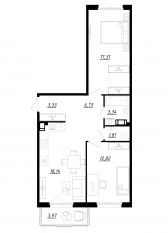 МЖК «Счастье 2.0», планировка 2-комнатной квартиры, 64.60 м²