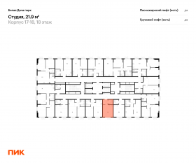 ЖК «Белая Дача парк», планировка студии, 21.90 м²