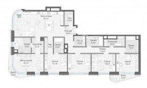 ЖК Дом «Лаврушинский», планировка 4-комнатной квартиры, 204.80 м²