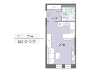 ЖК «Марк», планировка студии, 28.40 м²