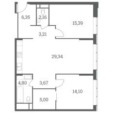 ЖК «Headliner», планировка 3-комнатной квартиры, 83.50 м²