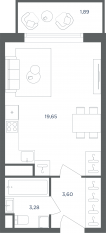 МФК «Равновесие», планировка студии, 28.70 м²