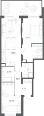 МФК «Равновесие», планировка 3-комнатной квартиры, 59.90 м²