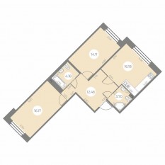 ЖК «Огни Залива», планировка 2-комнатной квартиры, 66.80 м²