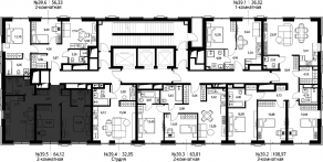 ЖК «Селигер Сити», планировка 2-комнатной квартиры, 64.48 м²