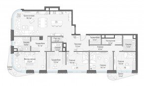 ЖК Дом «Лаврушинский», планировка 4-комнатной квартиры, 205.00 м²