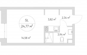 Апарт-комплекс «N'ice loft», планировка студии, 24.70 м²