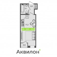 ЖК «FoRest Аквилон», планировка студии, 23.60 м²